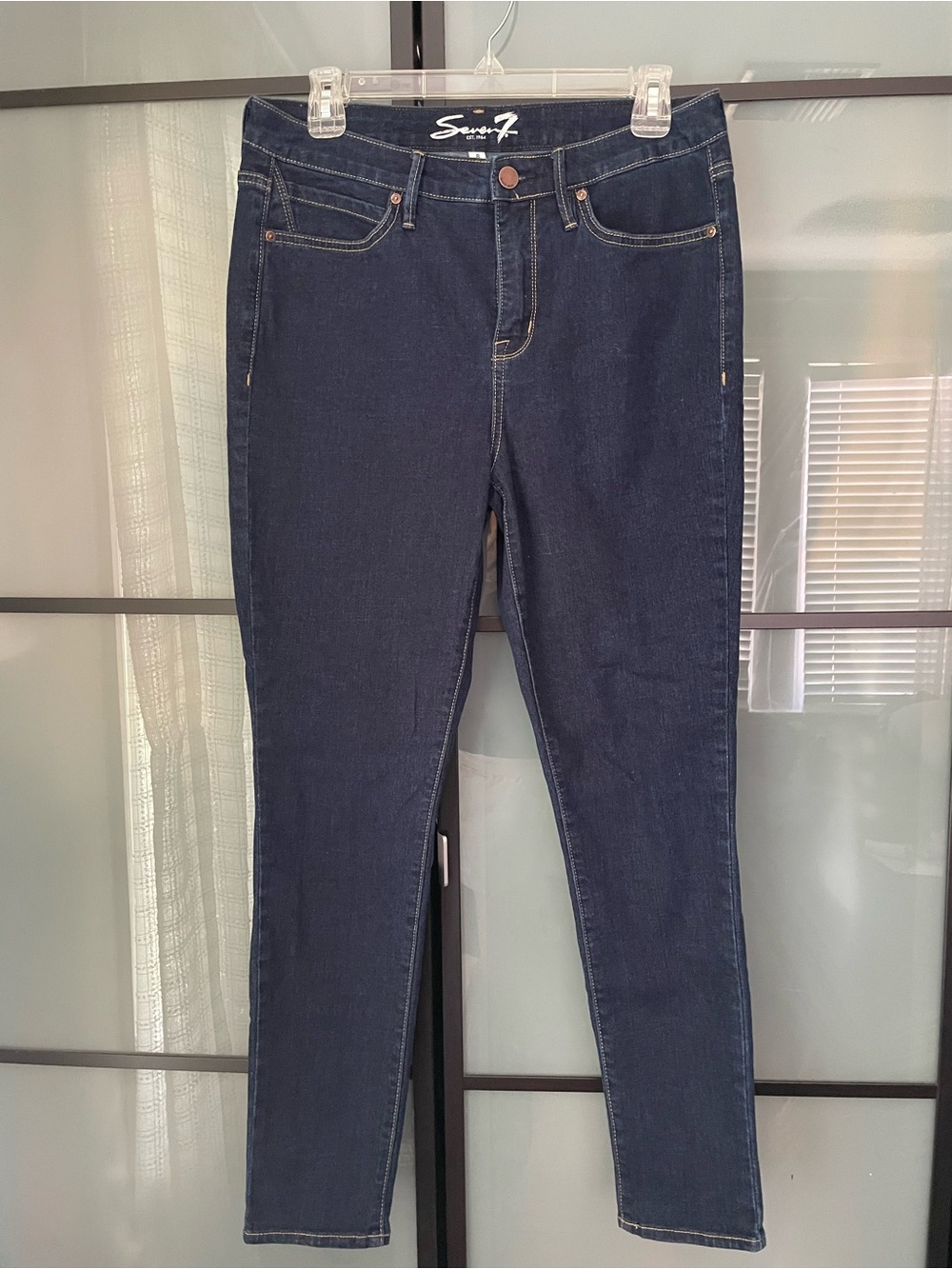 Seven7 Women's Dark Indigo Skinny Jeans - Deep Blue